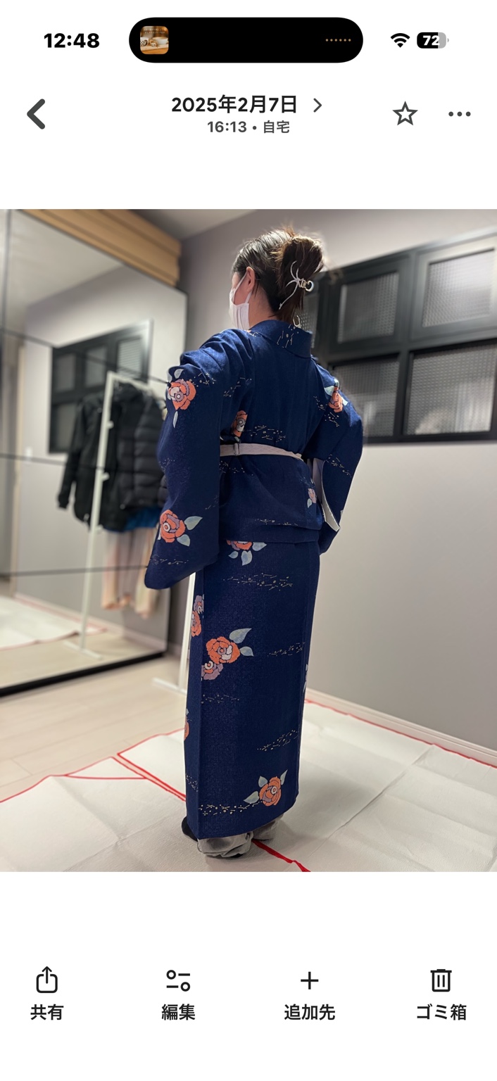 自装レッスンでご自身で着物を着た生徒様